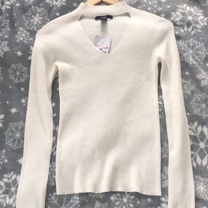 V-Neck White Sweater NWT